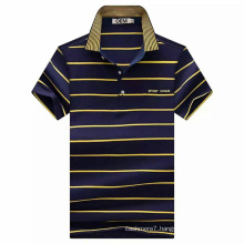 OEM Short Sleeve CVC Yarn Dyed Stripe Polo Shirt